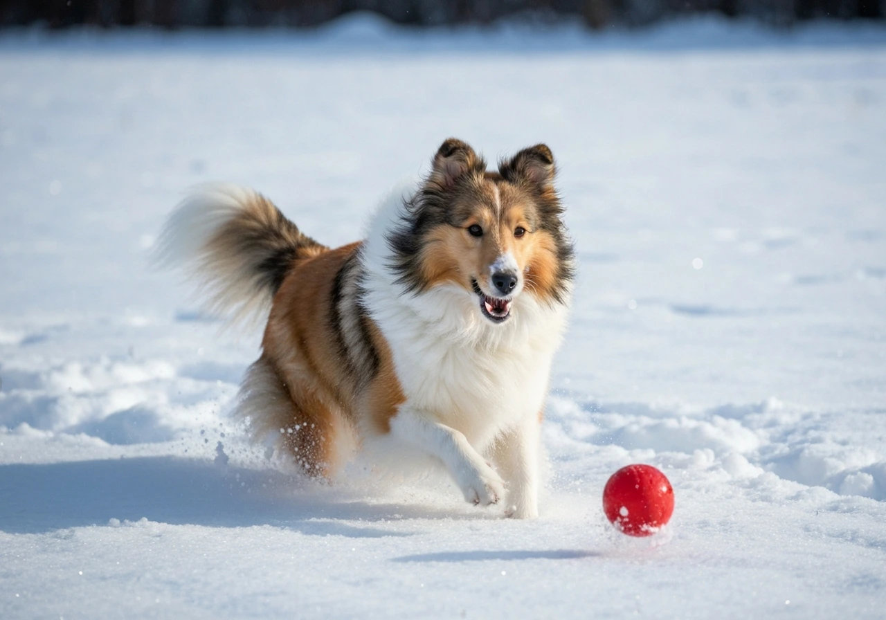 Berger Des Shetland on a walk