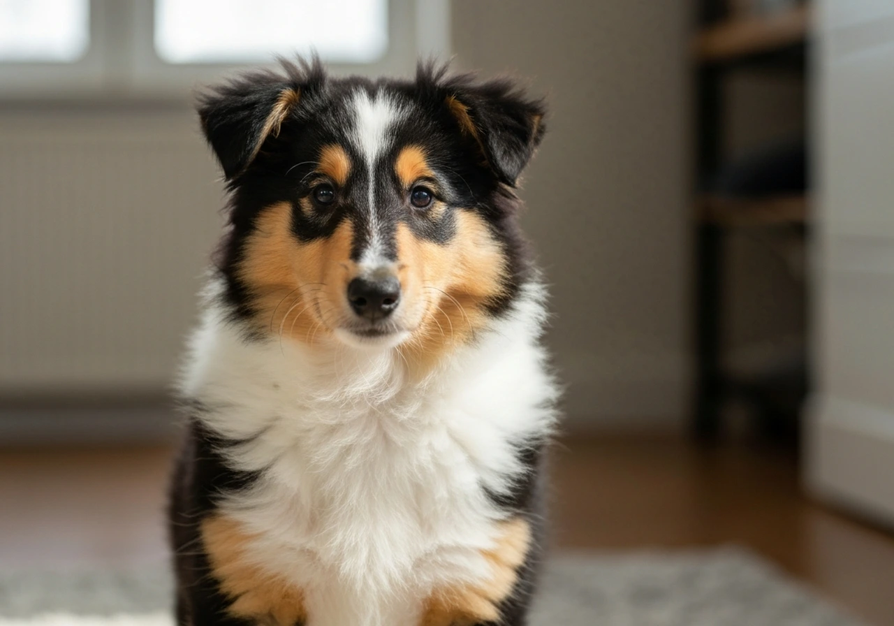 Adorable Colley puppy exploring